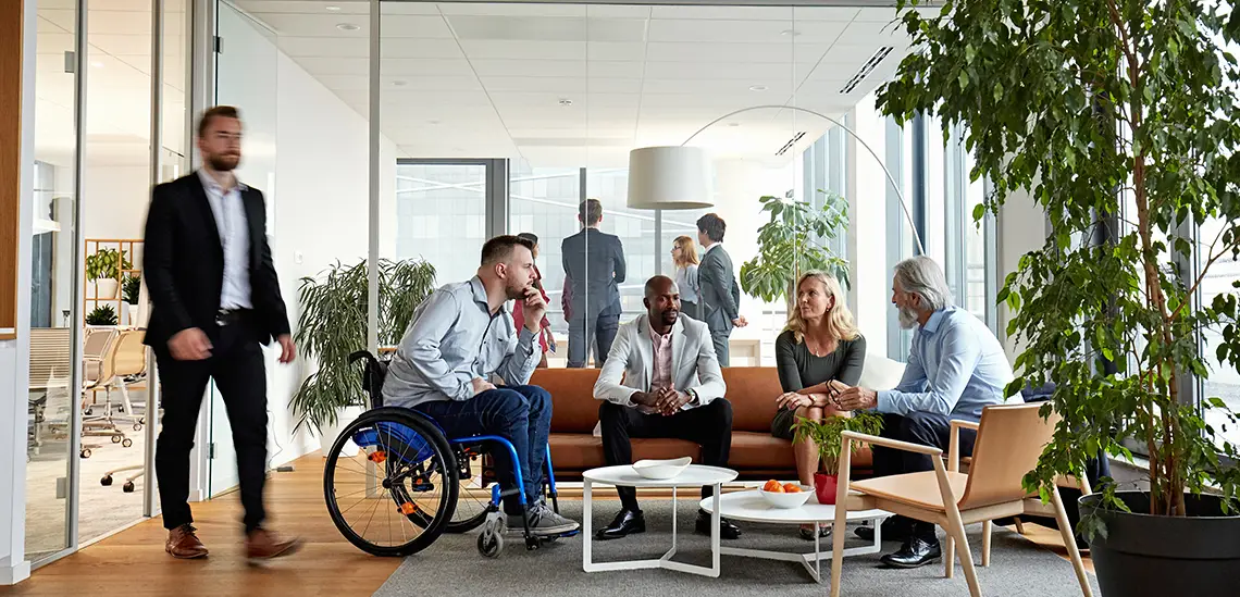 Disabled worker in a group with other workers