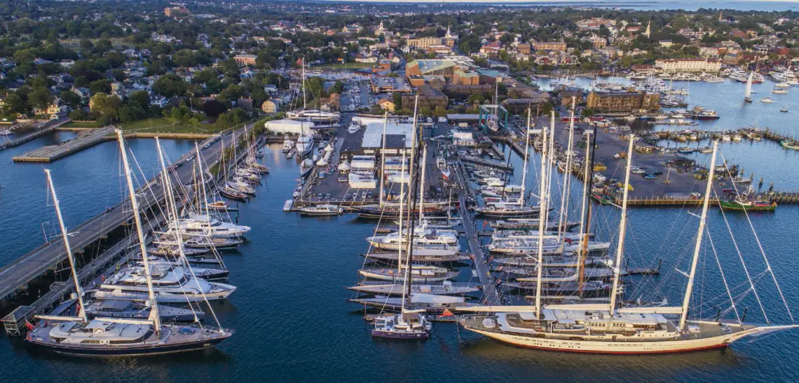 Aerial view of Newport RI shipyard
